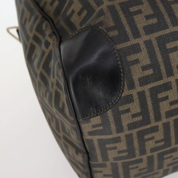 FENDI Zucca Canvas Boston Bag PVC Black Brown gold Auth 142675 - Picture 4 of 16